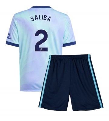 Arsenal William Saliba #2 Tercera Equipación Niños 2024-25 Manga Corta (+ Pantalones cortos)